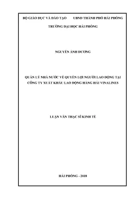 Luận văn thạc sĩ quản lý kinh tế quản lý nhà nước về quyền lợi người lao động tại công ty xuất nhập khẩu lao động hàng hải vinalines