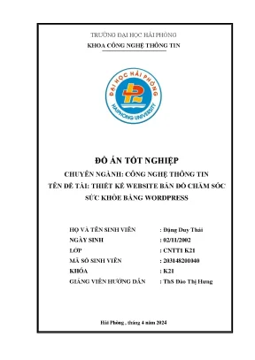 Khóa luận tốt nghiệp công nghệ thông tin thiết kế website bán đồ chăm sóc sức khỏe bằng wordpress