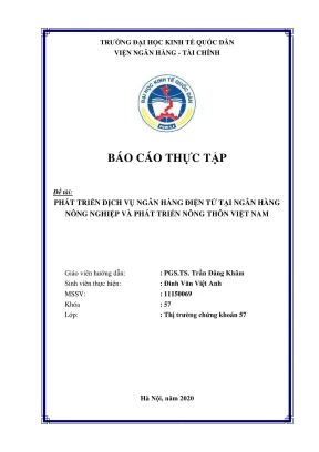 Chuyên đề thực tập báo cáo thực tập phát triển dịch vụ ngân hàng điện tử tại ngân hàng nông nghiệp và phát triển nông thôn