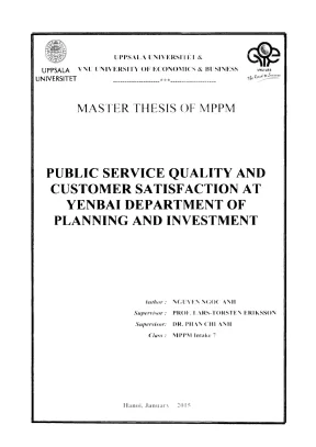 Luận văn thạc sĩ hành chính công public service quality and customer satisfaction at yen bai department of planning and investment