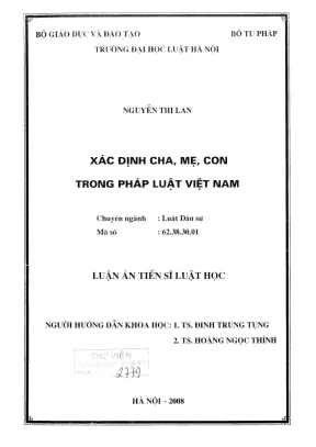 Luận án tiến sĩ luật học xác định cha mẹ con trong pháp luật việt nam