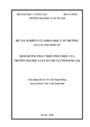 Đề tài nghiên cứu khoa học cấp trường định hướng phát triển phân hiệu của trường đại học luật hà nội tại tỉnh đắk lắk