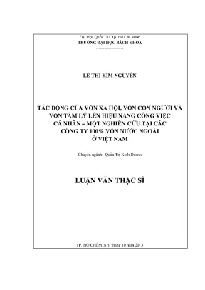 Luận văn thạc sĩ quản trị kinh doanh tác động của vốn xã hội vốn con người và vốn tâm lý lên hiệu năng công việc cá nhân một nghiên cứu tại các công ty 100 vốn nước ngoài ở việt nam