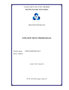 Luận văn thạc sĩ công nghệ hóa học tổng hợp thuốc propranolol