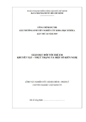 Đề tài sinh viên nghiên cứu khoa học giáo dục đối với trẻ em khuyết tật thực trạng và một số kiến nghị
