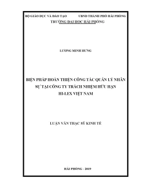Luận văn thạc sĩ quản lý kinh tế biện pháp hoàn thiện công tác quản lý nhân sự tại công ty trách nhiệm hữu hạn hi lex việt nam