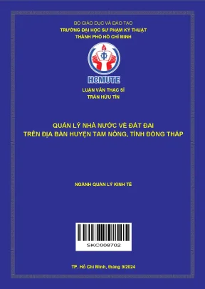 Luận văn thạc sĩ quản lý kinh tế quản lý nhà nước về đất đai trên địa bàn huyện tam nông tỉnh đồng tháp