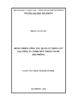 Luận văn thạc sĩ quản lý kinh tế hoàn thiện công tác quản lý nhân lực tại công ty tnhh mtv nước hải phòng