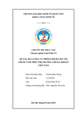 Chuyên đề thực tập đo lường và phòng hộ rủi ro với chỉ số vn30 trên thị trường chứng khoán việt nam