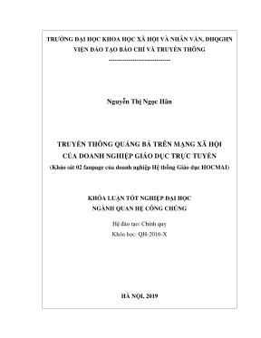 Khóa luận tốt nghiệp truyền thông quảng bá trên mạng xã hội của doanh nghiệp giáo dục trực tuyến khảo sát 02 fanpage của doanh nghiệp hệ thống giáo dục hocmai