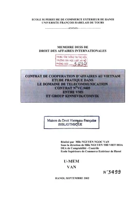 Luận án nghiên cứu contrats de coopération daffaires au vietnam