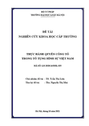 Đề tài nghiên cứu khoa học cấp trường thực hành quyền công tố trong tố tụng hình sự việt nam