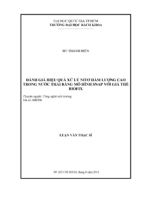 Luận văn thạc sĩ công nghệ môi trường đánh giá hiệu quả xử lý nito hàm lượng cao trong nước thải bằng mô hình snap với giá thể biofix