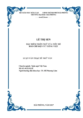 Luận văn thạc sĩ ngôn ngữ việt nam đặc điểm ngôn ngữ của tiêu đề báo chí điện tử tiếng việt