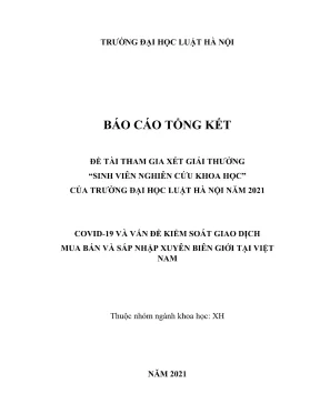 Đề tài sinh viên nghiên cứu khoa học covid19 và vấn đề kiểm soát giao dịch mua bán và sáp nhập xuyên biên giới tại việt nam