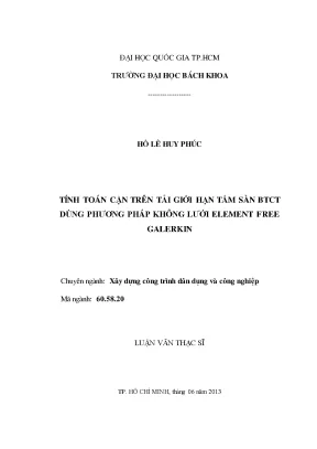 Luận văn thạc sĩ kỹ thuật xây dựng tính toán cận trên tải giới hạn tấm sàn btct dùng phương pháp không lưới element free galerkin