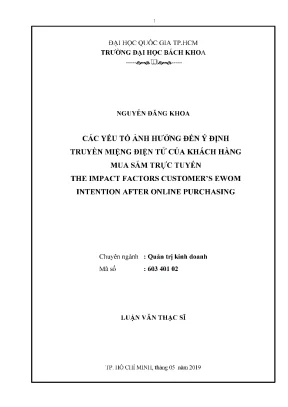 Luận văn thạc sĩ quản trị kinh doanh các yếu tố ảnh hưởng đến ý định truyền miệng điện tử của khách hàng mua sắm trực tuyến
