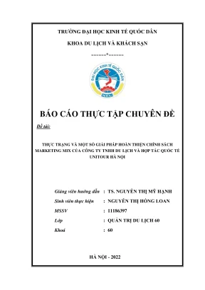 Chuyên đề thực tập thực trạng và một số giải pháp hoàn thiện chính sách marketing mĩ của công ty tnhh du lịch và hợp tác quốc tế unitour hà nội