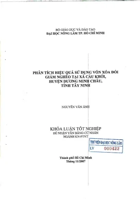 Khóa luận tốt nghiệp phát triển nông thôn phân tích hiệu quả sử dụng vốn xóa đói giảm nghèo tại xã cầu khởi huyện dương minh châu tỉnh tây ninh