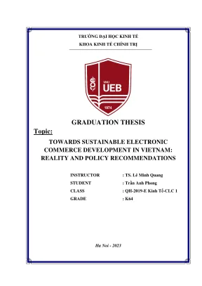Khóa luận tốt nghiệp towards sustainable electronic commerce development in vietnam reality and policy recommendations
