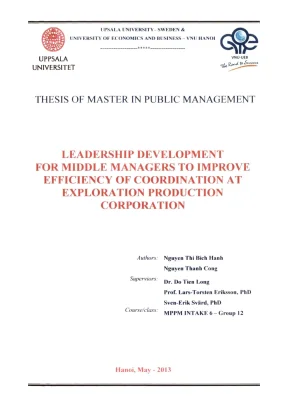 Luận văn thạc sĩ leadership development for middle managers to improve efficiency of coordination at exploration production corporation