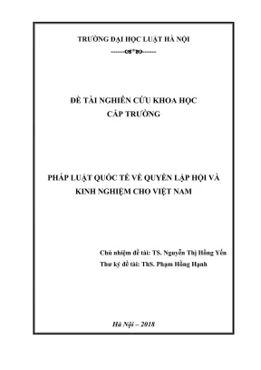 Đề tài nghiên cứu khoa học cấp trường pháp luật quốc tế về quyền lập hội và kinh nghiệm cho việt nam