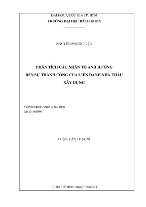 Luận văn thạc sĩ quản lý xây dựng phân tích các nhân tố ảnh hưởng đến sự thành công của liên danh nhà thầu xây dựng
