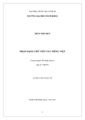 Luận văn thạc sĩ kỹ thuật điện tử nhận dạng chữ viết tay tiếng việt