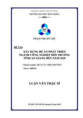 Luận văn thạc sĩ quản lý môi trường xây dựng đề án phát triển ngành công nghiệp môi trường tỉnh an giang đến năm 2020