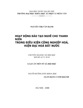 Luận án tiến sĩ xã hội học hoạt đồng đào tạo nghề cho thanh niên trong điều kiện công nghiệp hoá hiện đại hoá đất nước