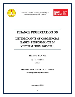 Luận văn thạc sĩ kinh tế finance dissertation on determinants of commercial banks performance in vietnam from 20172021