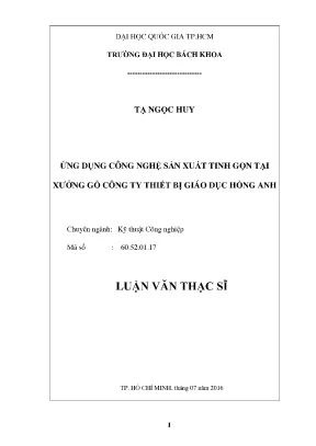 Luận văn thạc sĩ kỹ thuật công nghiệp ứng dụng công nghệ sản xuất tinh gọn tại xưởng gỗ công ty thiết bị giáo dục hồng anh