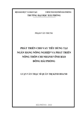Luận văn thạc sĩ quản trị kinh doanh phát triển cho vay tiêu dùng tại ngân hàng nông nghiệp và phát triển thôn chi nhánh vĩnh bảo đông hải phòng