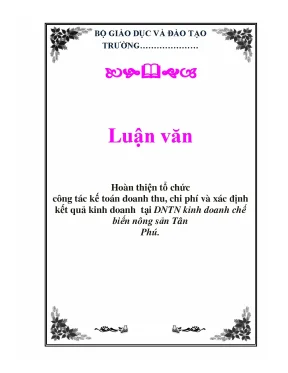Tiểu luận kế toán một số đề xuất hoàn thiện tổ chức công tác kế toán doanh thu chi phí xác định kết quả kinh doanh tại dntn kinh doanh chế biến nông sản tân phú