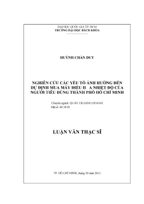 Luận văn thạc sĩ quản trị kinh doanh nghiên cứu các yếu tố ảnh hưởng đến dự định mua máy điều hòa nhiệt độ của người tiêu dùng thành phố hồ chí minh