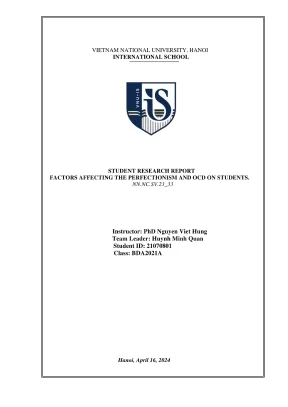 Báo cáo nghiên cứu khoa học student research report factors affecting the perfectionism and ocd on students