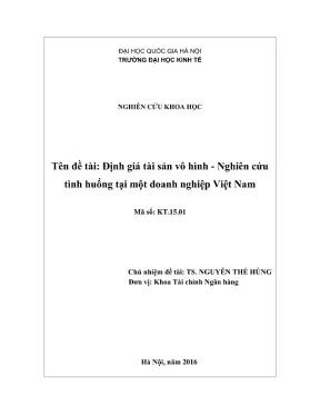 Đề tài nghiên cứu khoa học định giá tài sản vô hình nghiên cứu tính huống tại một doanh nghiệp việt nam