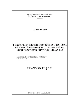 Luận văn thạc sĩ hệ thống thông tin quản lý đề xuất kiến trúc hệ thống thông tin quản lý khoa lâm sàng