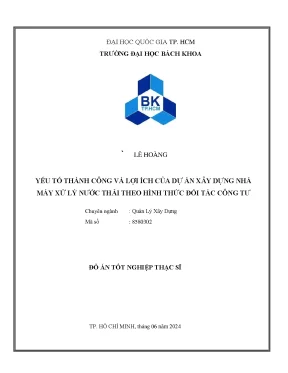Luận văn thạc sĩ quản lý xây dựng yếu tố thành công và lợi ích của dự án xây dựng nhà máy xử lý nước thải theo hình thức đối tác công tư