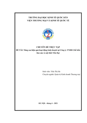 Chuyên đề thực tập nâng cao hiệu quả kinh doanh của công ty tnhh chế biến lâm sản nội thất tiến đạt
