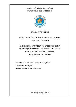 Đề tài nghiên cứu khoa học cấp trường nghiên cứu các nhân tố ảnh hưởng đến quyết định tham gia bảo hiểm nhân thọ của người dân tại hải phòng