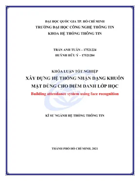 Khóa luận tốt nghiệp hệ thống thông tin hệ thống điểm danh bằng nhận dạng khuôn mặt