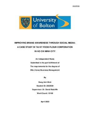 Improving brand awareness through social media a case study in tai ky food flour corporation in ho chi minh city