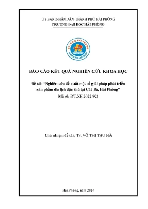 Đề tài nghiên cứu khoa học cấp thành phố nghiên cứu đề xuất một số giải pháp phát triển ấn phẩm du lịch đặc thù tại cát bà hải phòng