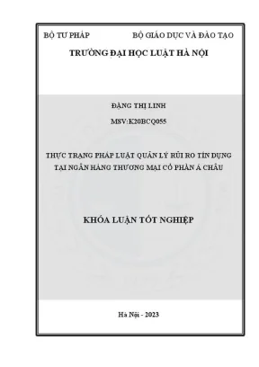 Khóa luận tốt nghiệp thực trạng pháp luật quản lý rủi ro tín dụng tại ngân hàng thương mại cổ phần á châu