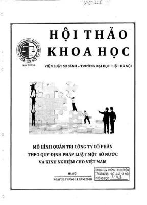 Kỷ yếu hội thảo khoa học cấp khoa mô hình quản trị công ty cổ phần theo quy định pháp luật một số nước và kinh nghiệm cho việt nam