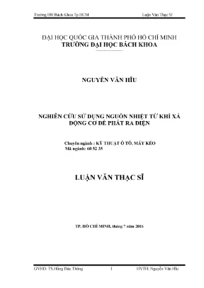 Luận văn thạc sĩ kỹ thuật ô tô máy kéo nghiên cứu sử dụng nguồn nhiệt từ khí xả động cơ để phát ra điện
