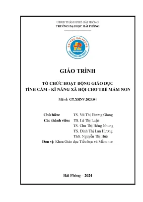 Giáo trình tổ chức hoạt động giáo dục tình cảm kĩ năng xã hội cho trẻ mầm non