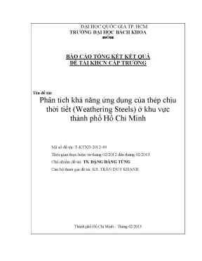 Đề tài nghiên cứu khoa học cấp trường phân tích khả năng ứng dụng của thép chịu thời tiết weathering steels ở khu vực thành phố hồ chí minh