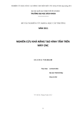 Đề tài nghiên cứu khoa học cấp trường nghiên cứu khả năng tạo hình tấm trên máy cnc